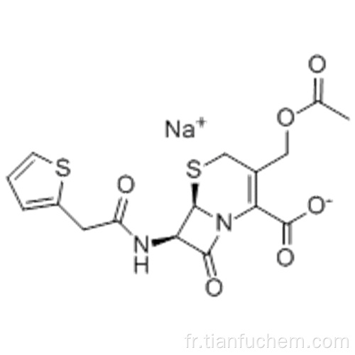 Acide 5-thia-1-azabicyclo [4.2.0] oct-2-ène-2-carboxylique, 3 - [(acétyloxy) méthyl] -8-oxo-7 - [[2- (2-thiényl) acétyl] amino] -, sel de sodium (1: 1), (57191865,6R, 7R) - CAS 58-71-9